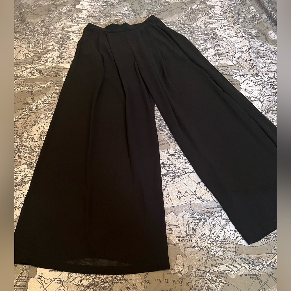 Elegant Sheer Black Wide-Leg Women's Pants